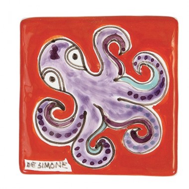Decorative tile Folk Octopus De Simone pottery TZT685FCFK-20 Decorative tile Folk Octopus De Simone pottery TZT685FCFK-20